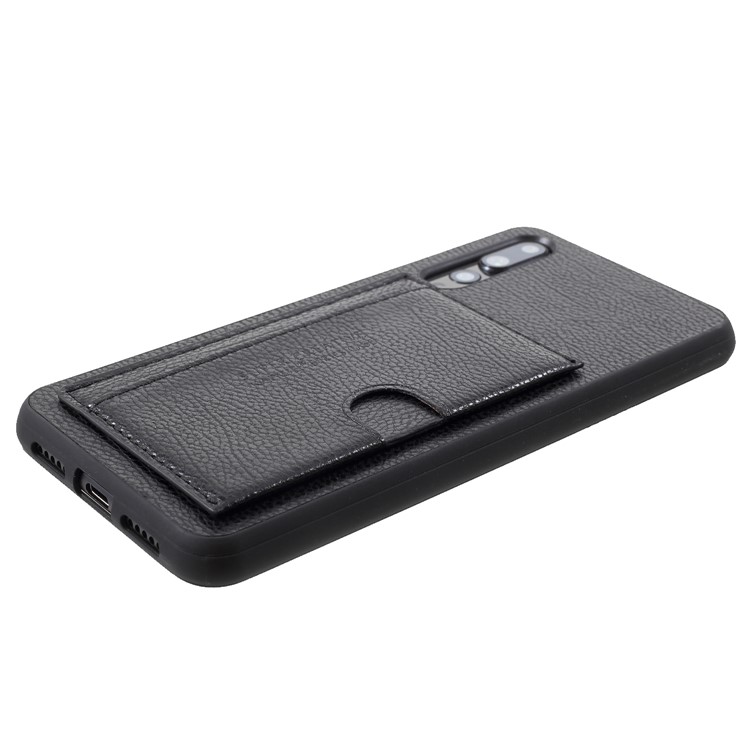 PU Leather Coated TPU Kickstand Card Holder Case for Huawei P20 Pro - Black-5