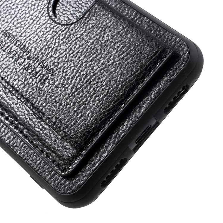 PU Leather Coated TPU Kickstand Card Holder Case for Huawei P20 Pro - Black-7