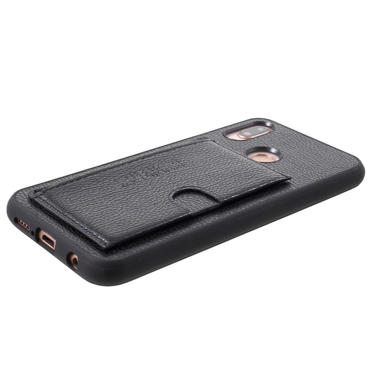 PU Leather Coated TPU Kickstand Card Holder Case for Huawei P20 Lite/Nova 3e - Black-6