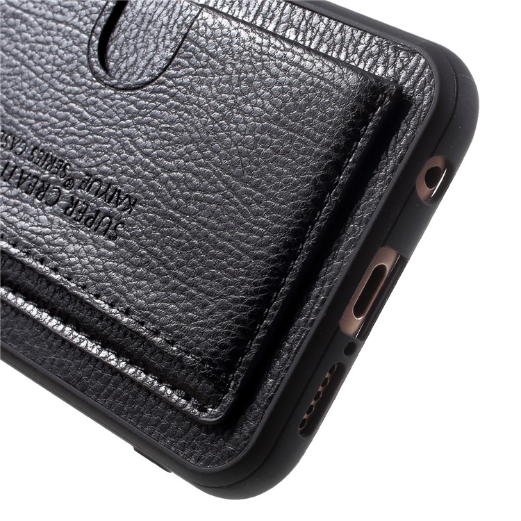 PU Leather Coated TPU Kickstand Card Holder Case for Huawei P20 Lite/Nova 3e - Black-8