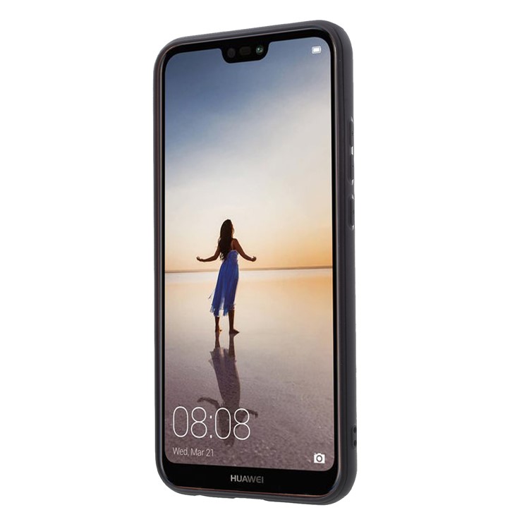 PU Leather Coated TPU Kickstand Card Slot Casing for Huawei P20 Lite/Nova 3e - Brown-2