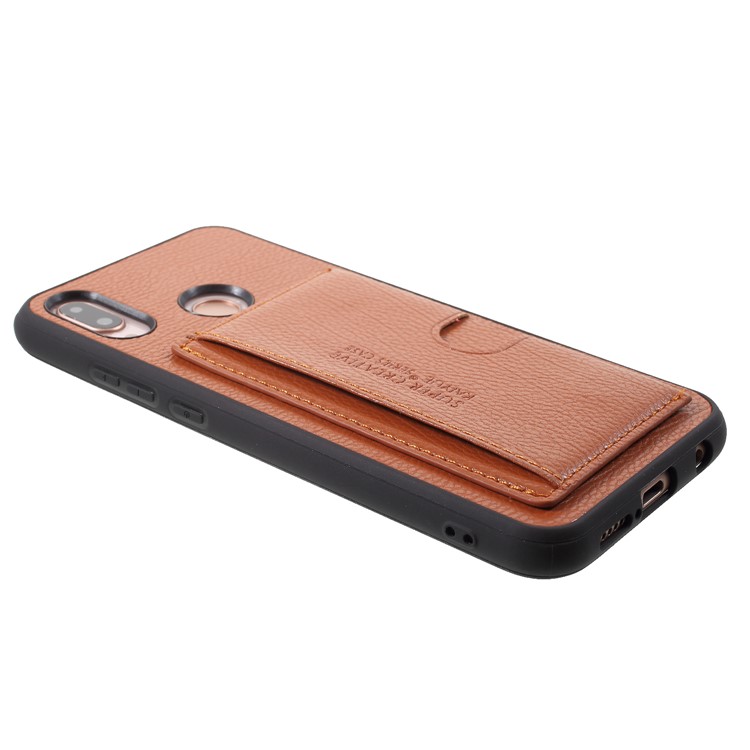 PU Leather Coated TPU Kickstand Card Slot Casing for Huawei P20 Lite/Nova 3e - Brown-5