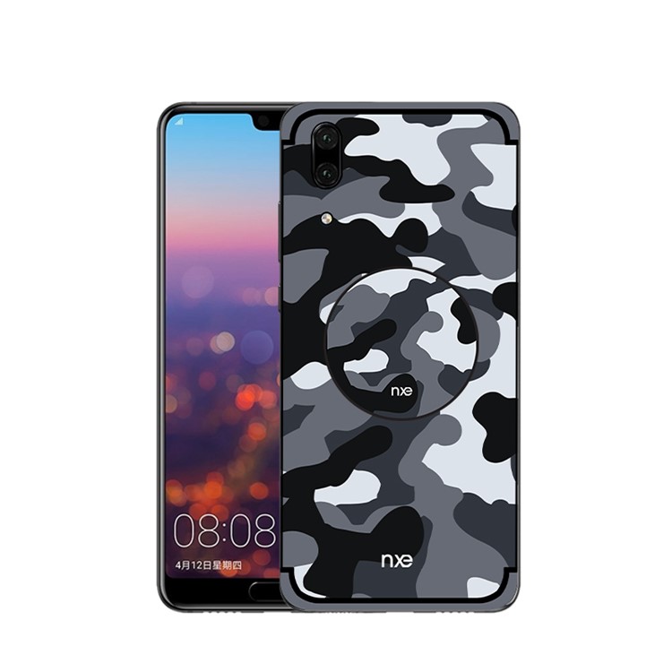NXE Camouflage PC + TPU Hybrid Back Case for Huawei P20 with Kickstand - Grey-1