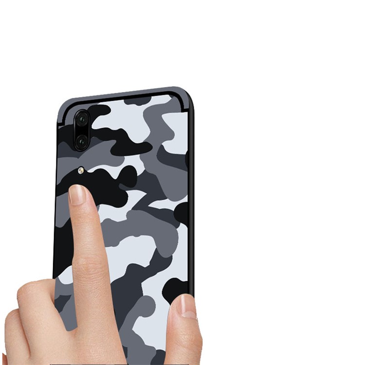 NXE Camouflage PC + TPU Hybrid Back Case for Huawei P20 with Kickstand - Grey-4