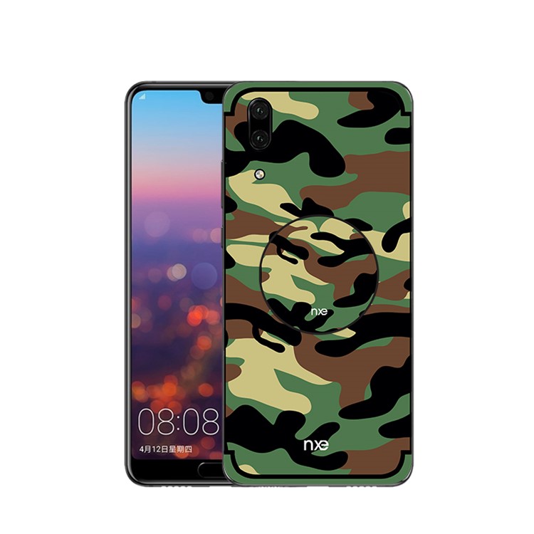 NXE for Huawei P20 Camouflage PC + TPU Hybrid Back Case with Kickstand - Green-1