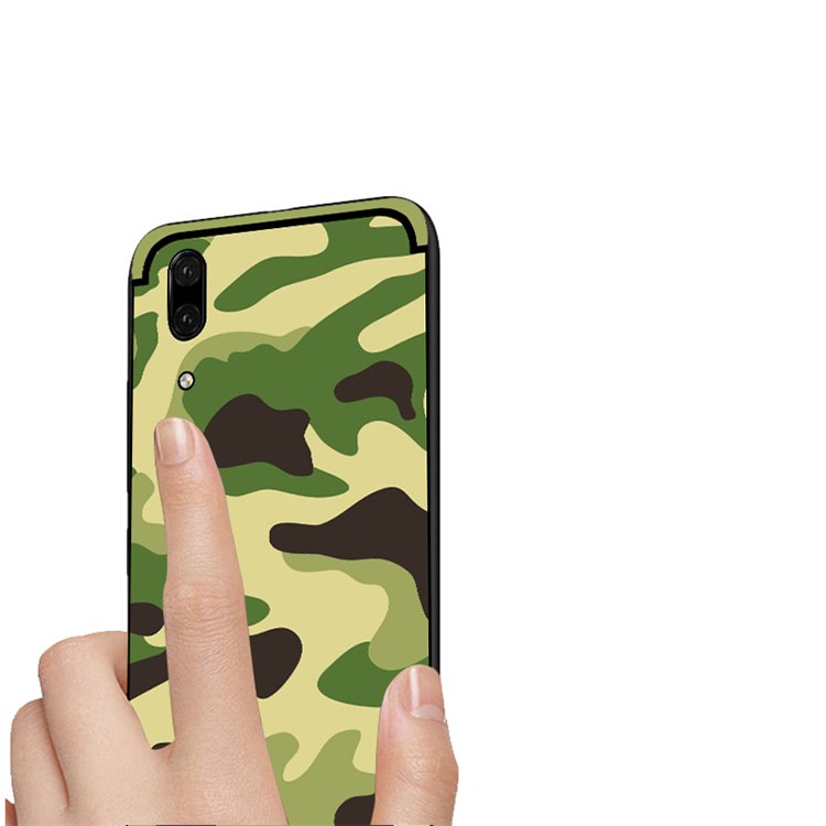 NXE Camouflage PC + TPU Combo Protective Back Case for Huawei P20 with Kickstand - Light Green-4
