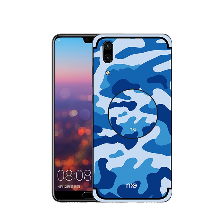NXE Camouflage PC + TPU Hybrid Back Case for Huawei P20 with Kickstand - Blue-1