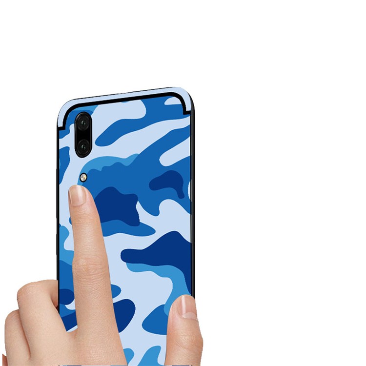 NXE Camouflage PC + TPU Hybrid Back Case for Huawei P20 with Kickstand - Blue-4