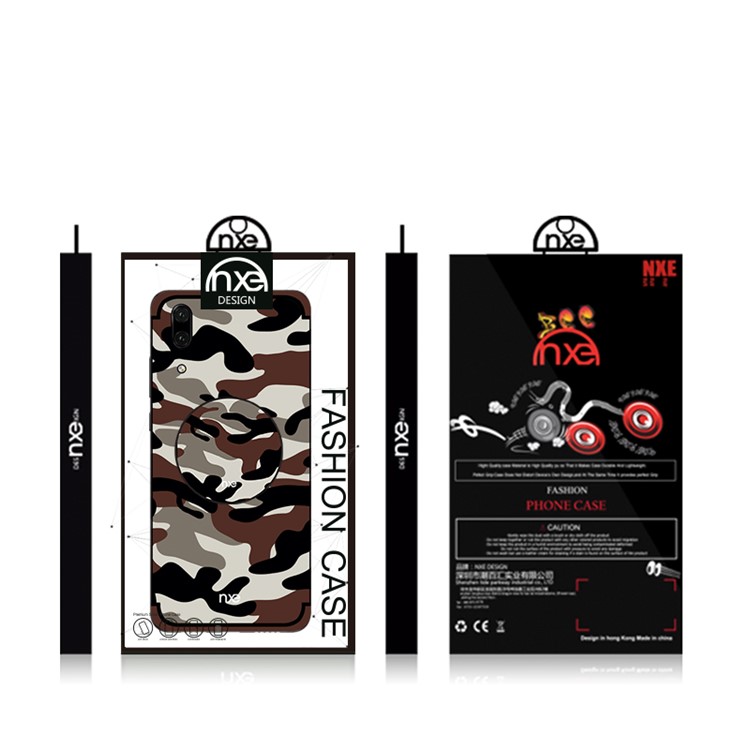 NXE Camouflage PC + TPU Combo Cover Shell for Huawei P20 with Kickstand - Coffee-6