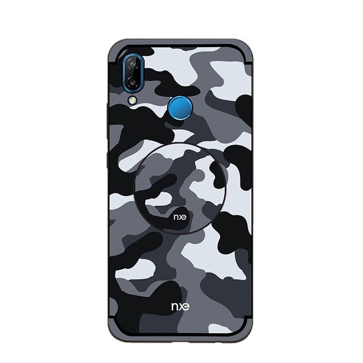 NXE Camouflage Kickstand PC+TPU Hybrid Case for Huawei P20 Lite / Nova 3e (China) - Grey-1