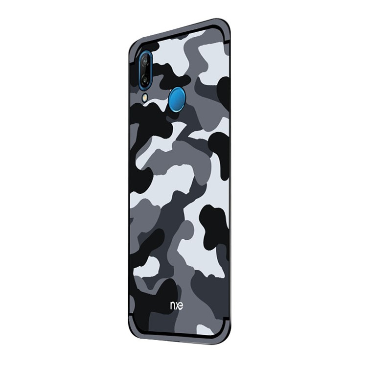 NXE Camouflage Kickstand PC+TPU Hybrid Case for Huawei P20 Lite / Nova 3e (China) - Grey-2