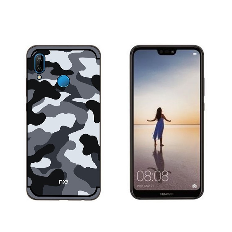 NXE Camouflage Kickstand PC+TPU Hybrid Case for Huawei P20 Lite / Nova 3e (China) - Grey-3