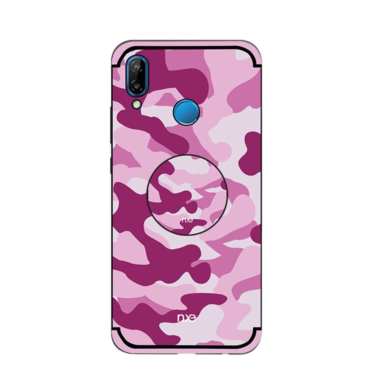 NXE Camouflage PC TPU Hybrid Casing with Kickstand for Huawei P20 Lite / Nova 3e (China) - Rose-1