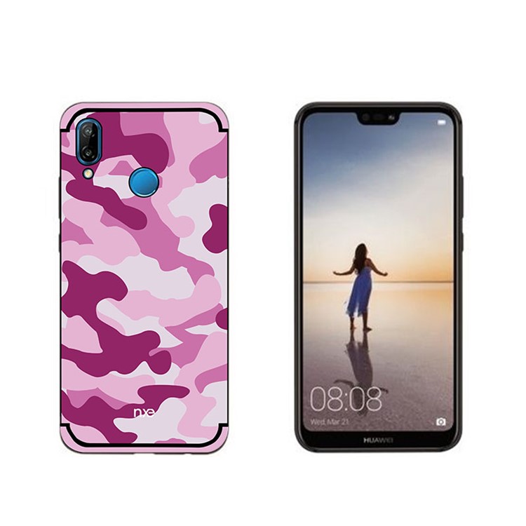 NXE Camouflage PC TPU Hybrid Casing with Kickstand for Huawei P20 Lite / Nova 3e (China) - Rose-3