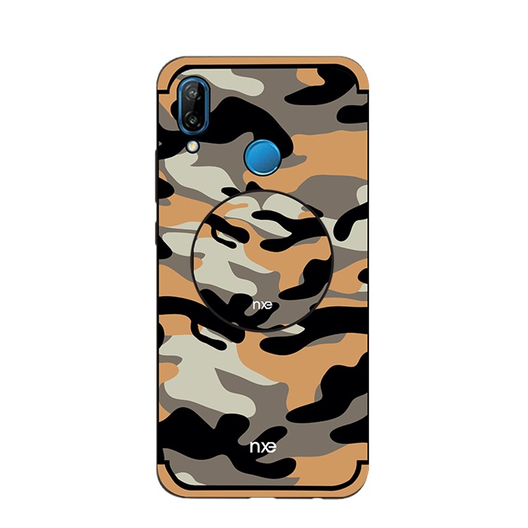 NXE Camouflage Kickstand PC TPU Hybrid Cover for Huawei P20 Lite / Nova 3e (China) - Orange-1