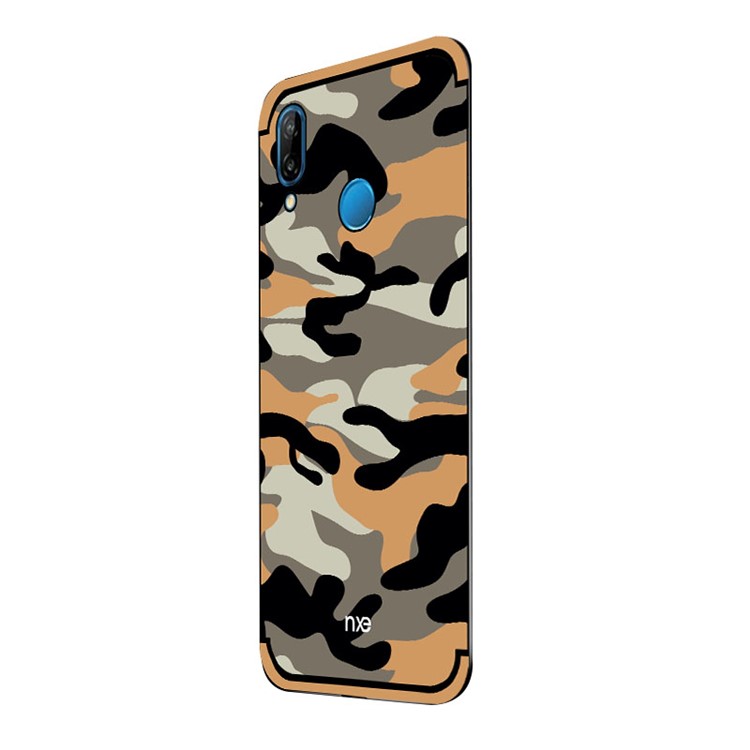 NXE Camouflage Kickstand PC TPU Hybrid Cover for Huawei P20 Lite / Nova 3e (China) - Orange-2