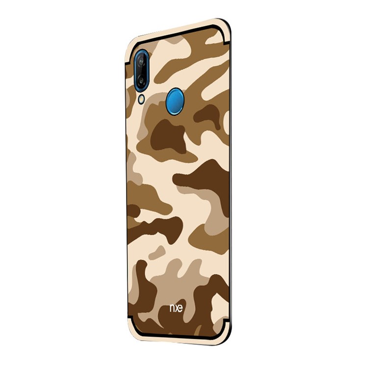 NXE Camouflage Kickstand PC TPU Hybrid Shell Case for Huawei P20 Lite / Nova 3e (China) - Brown-2