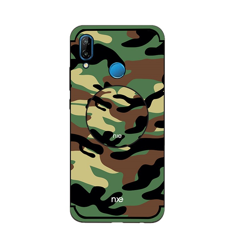 NXE Camouflage Kickstand PC TPU Hybrid Back Protective Case for Huawei P20 Lite / Nova 3e (China) - Green-1