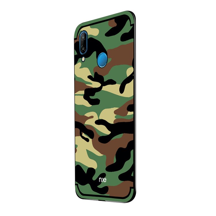 NXE Camouflage Kickstand PC TPU Hybrid Back Protective Case for Huawei P20 Lite / Nova 3e (China) - Green-2