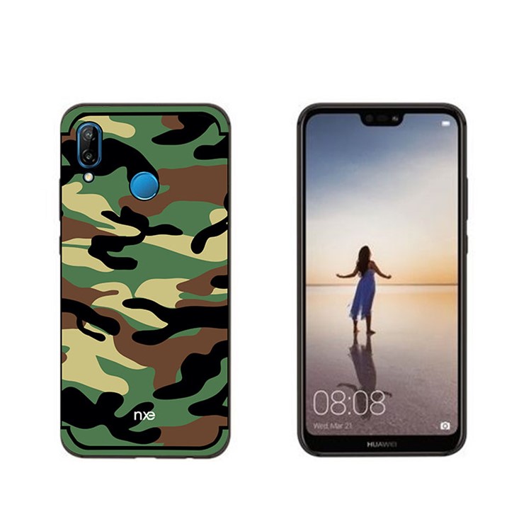NXE Camouflage Kickstand PC TPU Hybrid Back Protective Case for Huawei P20 Lite / Nova 3e (China) - Green-3