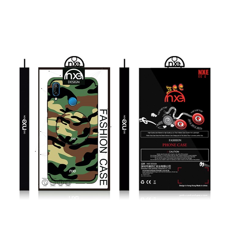 NXE Camouflage Kickstand PC TPU Hybrid Back Protective Case for Huawei P20 Lite / Nova 3e (China) - Green-6