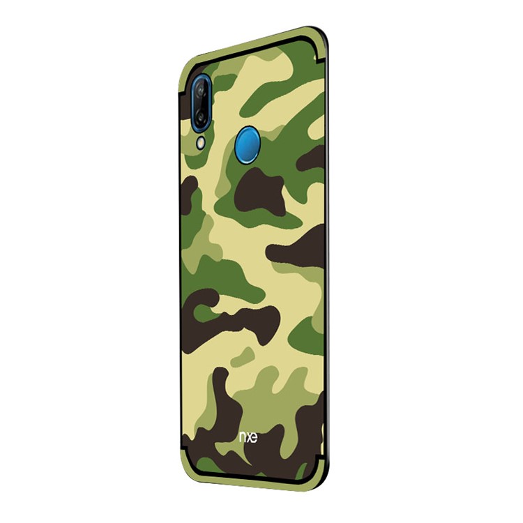 NXE Camouflage Kickstand PC TPU Hybrid Mobile Phone Back Case for Huawei P20 Lite / Nova 3e (China) - Light Green-2
