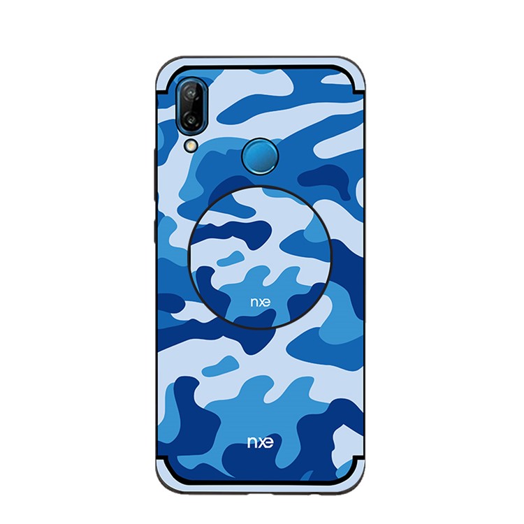 NXE Camouflage Kickstand PC TPU Combo Back Thin Case for Huawei P20 Lite / Nova 3e (China) - Blue-1