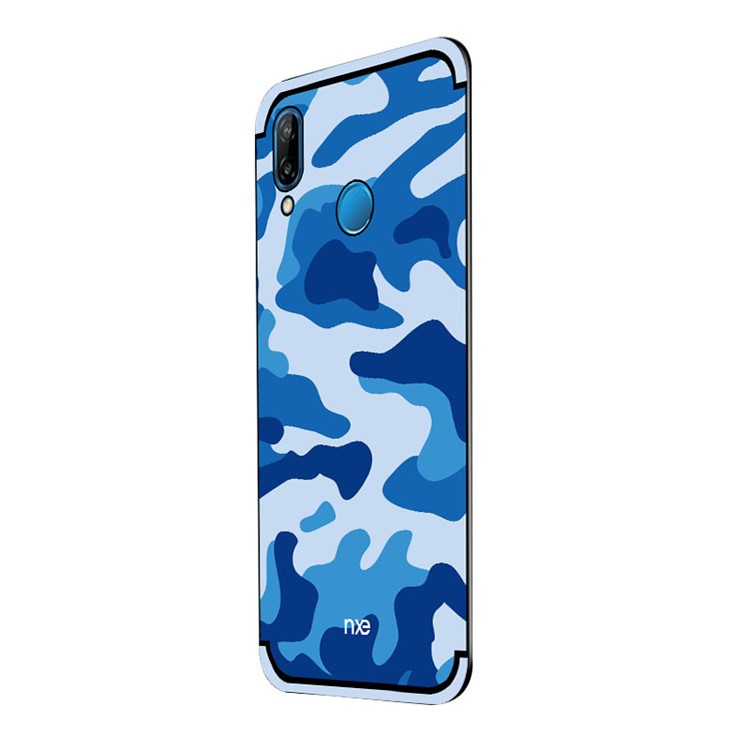 NXE Camouflage Kickstand PC TPU Combo Back Thin Case for Huawei P20 Lite / Nova 3e (China) - Blue-2