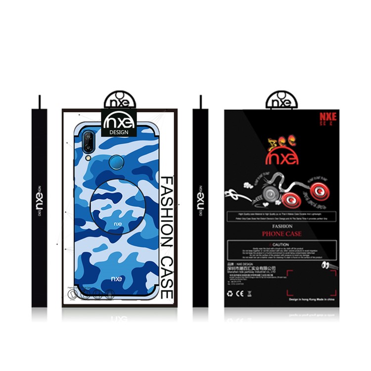 NXE Camouflage Kickstand PC TPU Combo Back Thin Case for Huawei P20 Lite / Nova 3e (China) - Blue-6