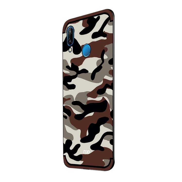 NXE Camouflage Kickstand PC TPU Hybrid Cover Accessory for Huawei P20 Lite / Nova 3e (China) - Coffee-2