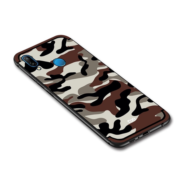 NXE Camouflage Kickstand PC TPU Hybrid Cover Accessory for Huawei P20 Lite / Nova 3e (China) - Coffee-5