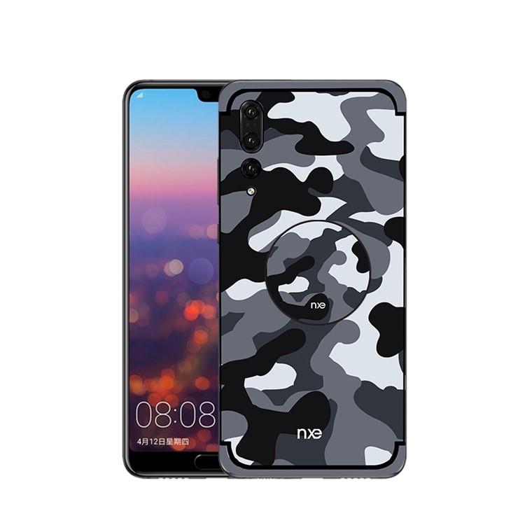 NXE for Huawei P20 Pro Camouflage Pattern PC TPU Hybrid Case with Pop Out Stand - Grey-1