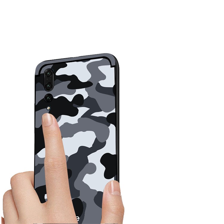 NXE for Huawei P20 Pro Camouflage Pattern PC TPU Hybrid Case with Pop Out Stand - Grey-4