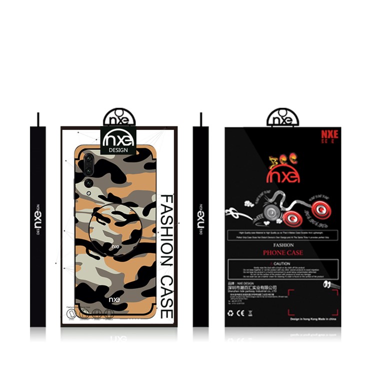 NXE for Huawei P20 Pro Camouflage Pattern PC TPU Hybrid Back Case with Pop Out Stand - Orange-6