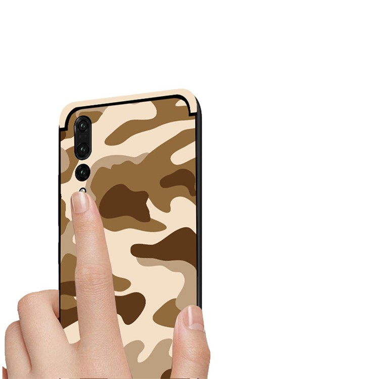 NXE for Huawei P20 Pro Camouflage Pattern PC TPU Hybrid Phone Casing with Pop Out Stand - Brown-4