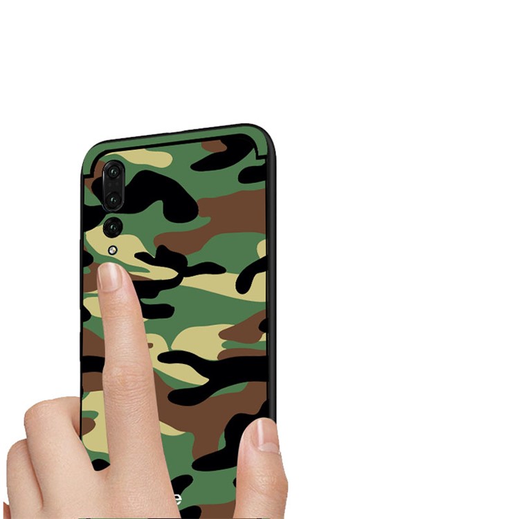NXE for Huawei P20 Pro Camouflage Pattern PC TPU Hybrid Cell Phone Case with Pop Out Stand - Green-4