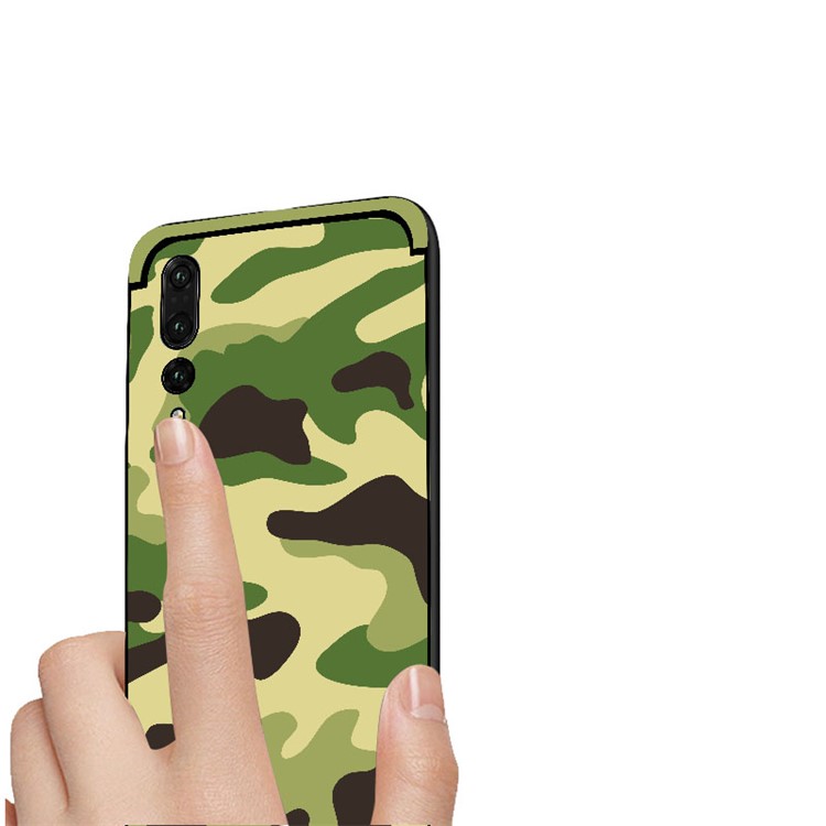 NXE for Huawei P20 Pro Camouflage Pattern PC TPU Hybrid Protective Case with Pop Out Stand - Light Green-4