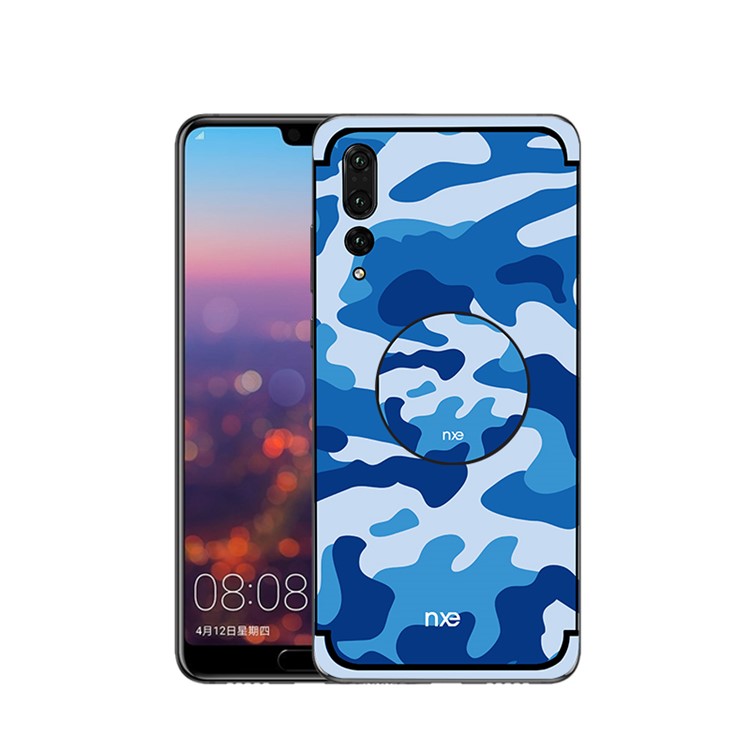 NXE for Huawei P20 Pro Camouflage Pattern PC TPU Hybrid Protection Case with Pop Out Stand - Blue-1