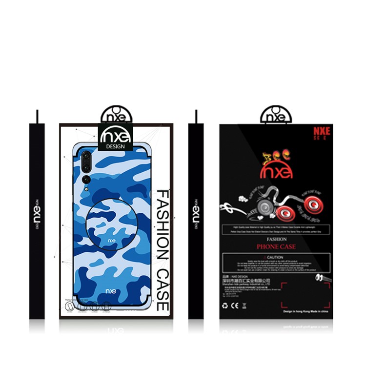 NXE for Huawei P20 Pro Camouflage Pattern PC TPU Hybrid Protection Case with Pop Out Stand - Blue-6