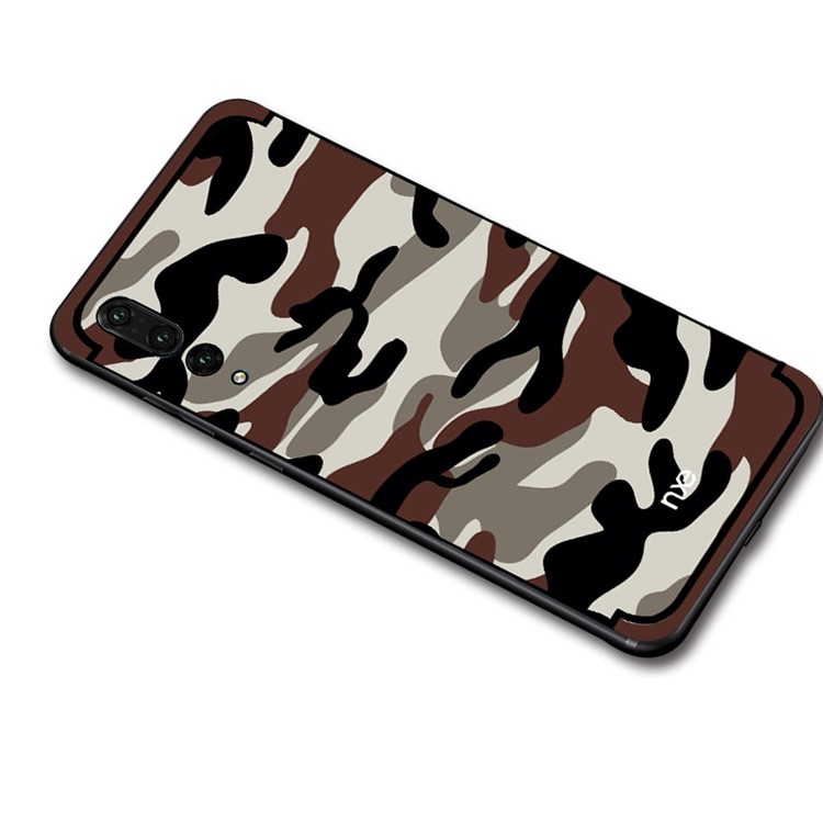 NXE for Huawei P20 Pro Camouflage Pattern PC TPU Hybrid Mobile Casing with Pop Out Stand - Coffee-3