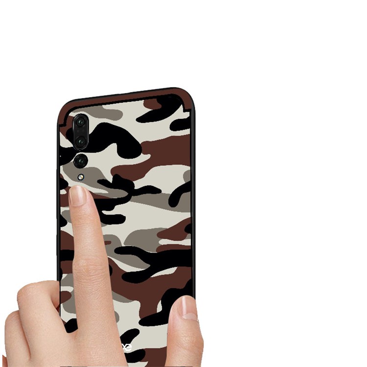 NXE for Huawei P20 Pro Camouflage Pattern PC TPU Hybrid Mobile Casing with Pop Out Stand - Coffee-4