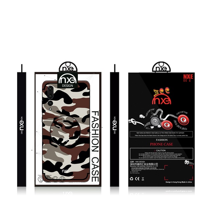 NXE for Huawei P20 Pro Camouflage Pattern PC TPU Hybrid Mobile Casing with Pop Out Stand - Coffee-6