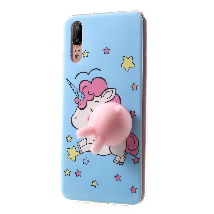 Pinch 3D Silicone Squishy Silicone Pig Pattern Printing TPU Back Case for Huawei P20 - Unicorn Pattern-3