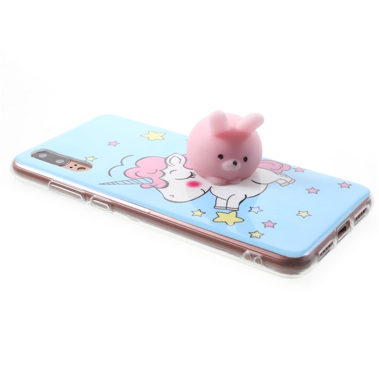 Pinch 3D Silicone Squishy Silicone Pig Pattern Printing TPU Back Case for Huawei P20 - Unicorn Pattern-4