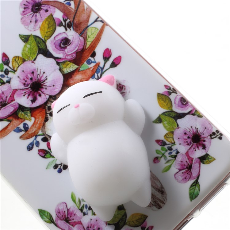Pinch 3D Silicone Squishy Silicone Cat Pattern Printing TPU Shell for Huawei P20 - Flower Pattern-5
