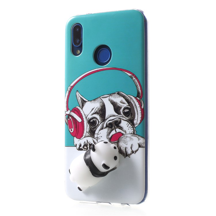 Squishy 3D Animal TPU Phone Case for Huawei P20 Lite / Nova 3e - Dog with Earphone-3