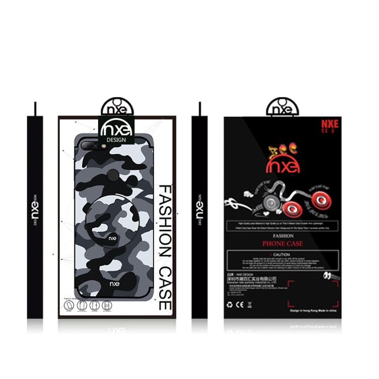 NXE Camouflage Pattern PC TPU Hybrid Case with Pop Out Stand for Huawei Honor 7C / Enjoy 8 - Grey-6