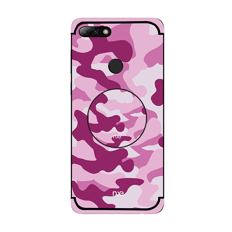 NXE Camouflage Pattern PC TPU Hybrid Cover with Pop Out Stand for Huawei Honor 7C / Enjoy 8 /Y7 Prime (2018) - Pink-1