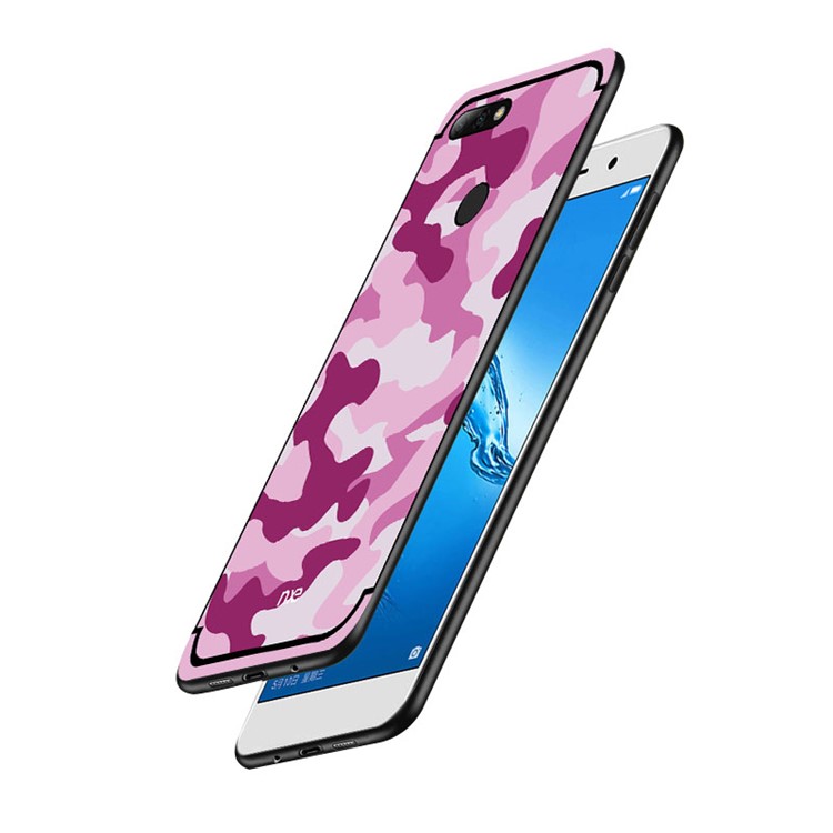 NXE Camouflage Pattern PC TPU Hybrid Cover with Pop Out Stand for Huawei Honor 7C / Enjoy 8 /Y7 Prime (2018) - Pink-3