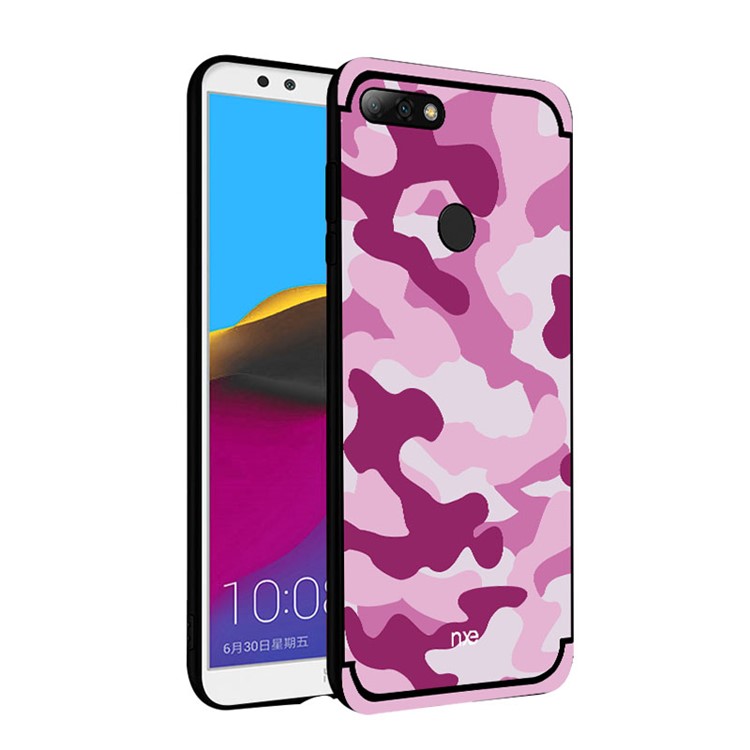 NXE Camouflage Pattern PC TPU Hybrid Cover with Pop Out Stand for Huawei Honor 7C / Enjoy 8 /Y7 Prime (2018) - Pink-4